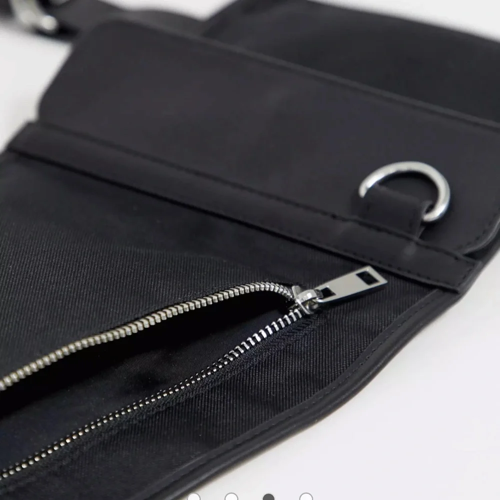 NWT ASOS DESIGN cross body flight bag in black with front pocket and zip